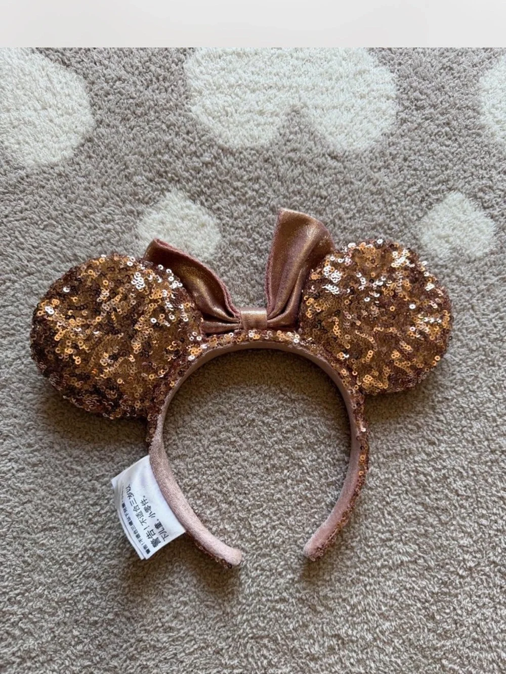 Disney Parks Rose Gold Sequin Minnie Ears Headband